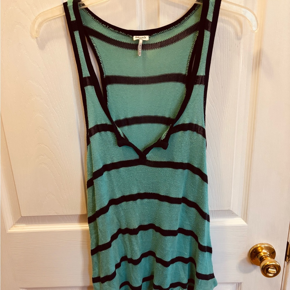 Splendid Black and Green Tank Top